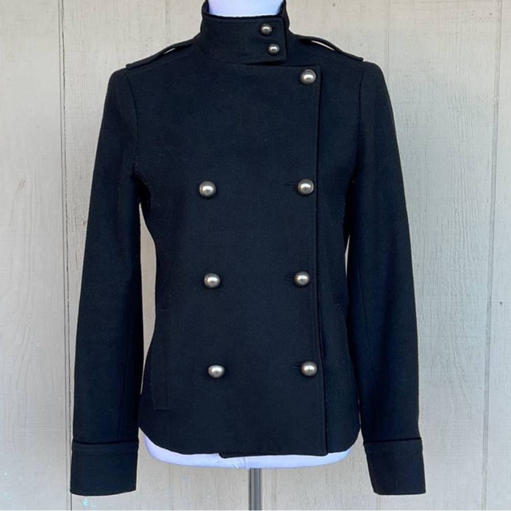 Theory Double Breasted Wool Jacket Stand Collar M